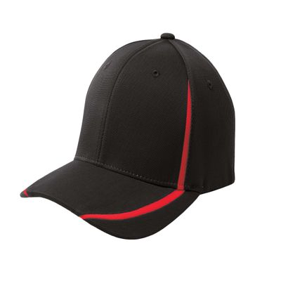 SPORT-TEK Unisex Flexfit Performance Colorblock Cap Black/True Red