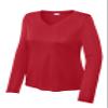 SPORT-TEK Women's Long Sleeve PosiCharge Competitor V-Neck Tee | Workout T-Shirt for Spring & Summer Fashion, Athletic Fit Gym Clothing True Red view 3