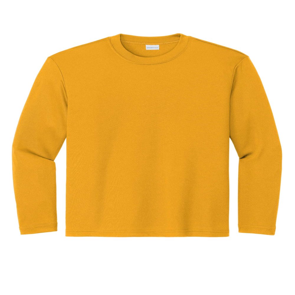 SPORT-TEK Youth Long Sleeve PosiCharge Competitor Tee | Breathable Athletic Shirt for Boys & Girls, Spring & Summer Clothing Gold