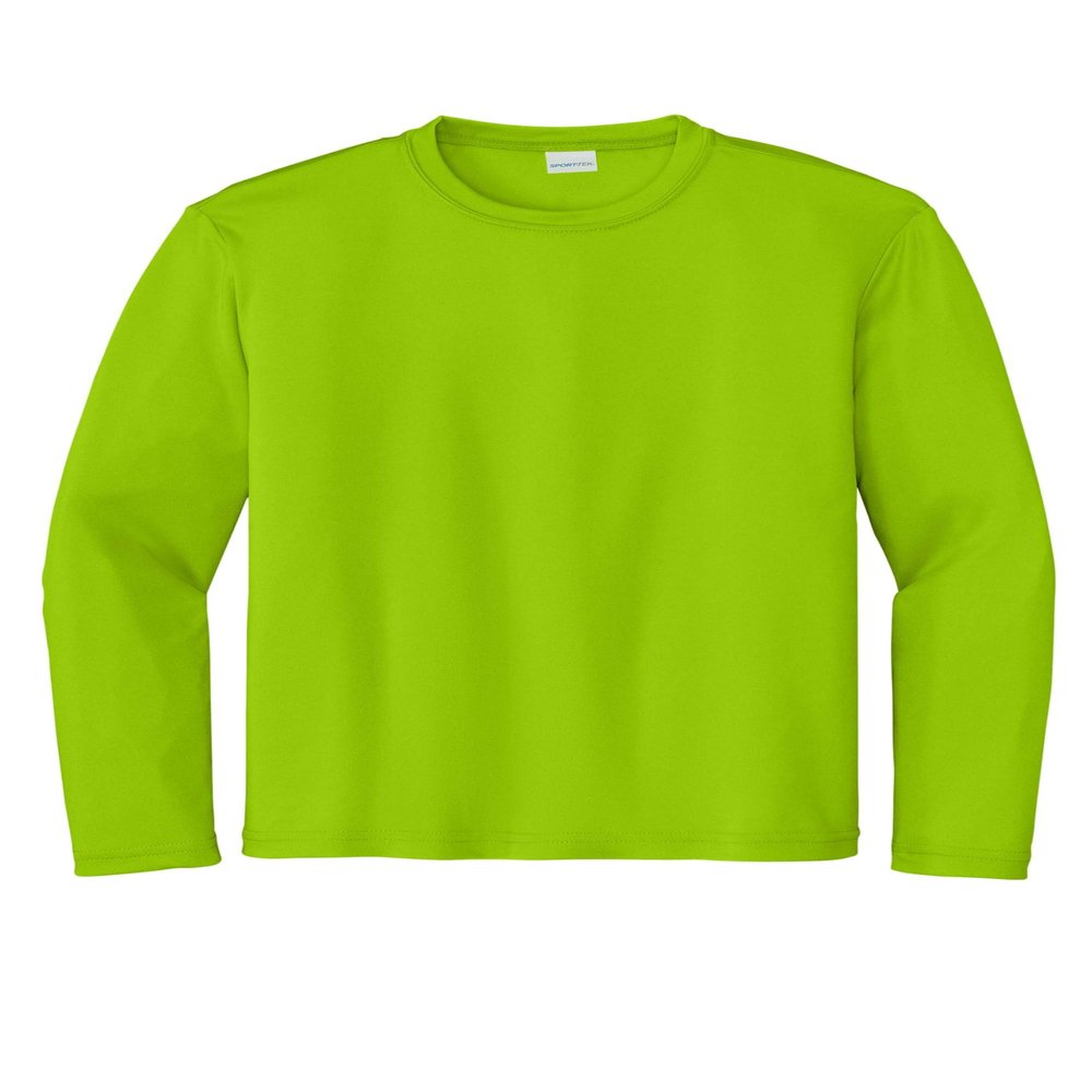 SPORT-TEK Youth Long Sleeve PosiCharge Competitor Tee | Breathable Athletic Shirt for Boys & Girls, Spring & Summer Clothing Lime Shock