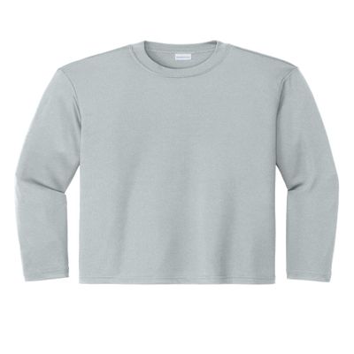 SPORT-TEK Youth Long Sleeve PosiCharge Competitor Tee | Breathable Athletic Shirt for Boys & Girls, Spring & Summer Clothing Silver