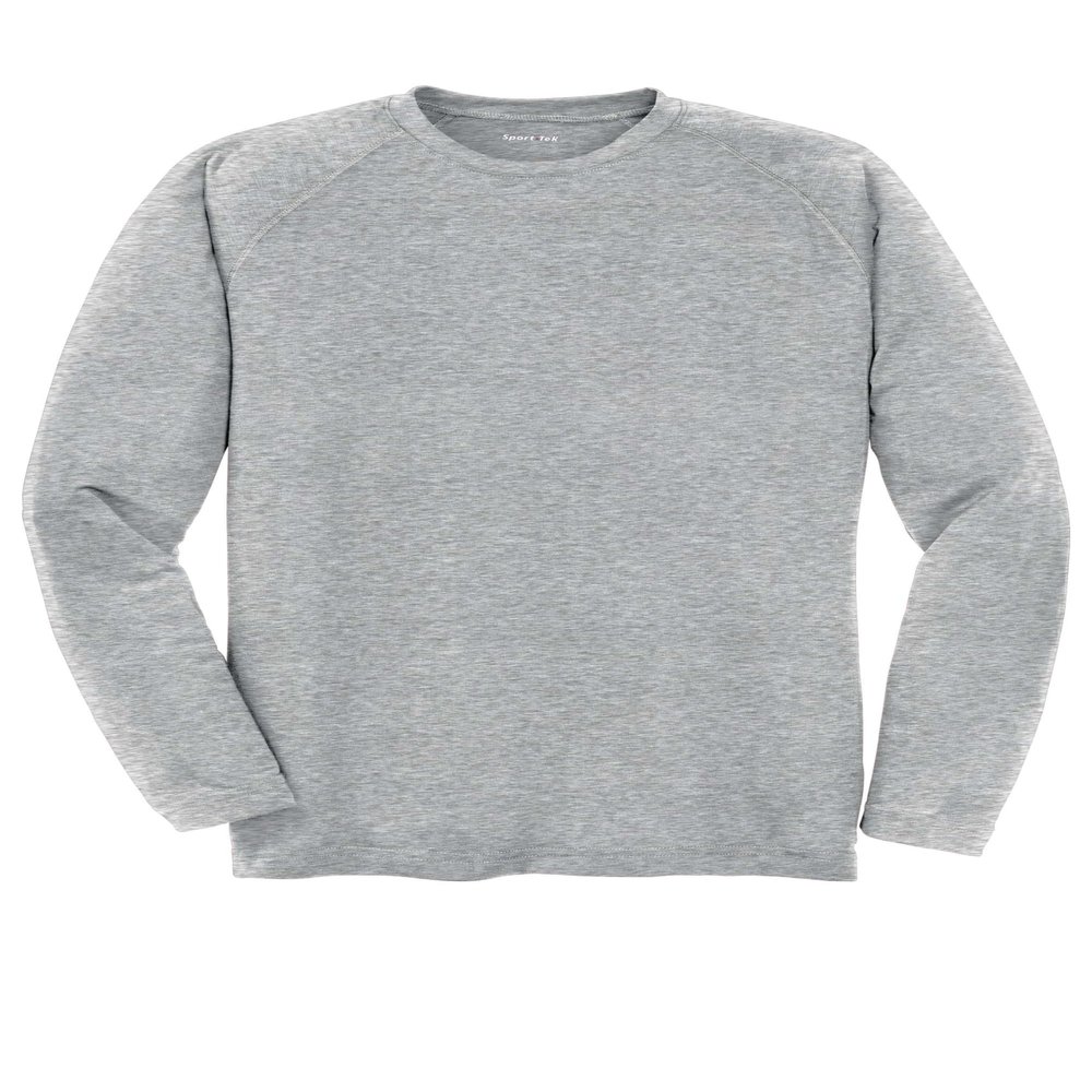 SPORT-TEK Unisex Long Sleeve Ultimate Performance Crew | Athletic Top for Men & Women, Lightweight Gym Clothing for Summer Heather Grey