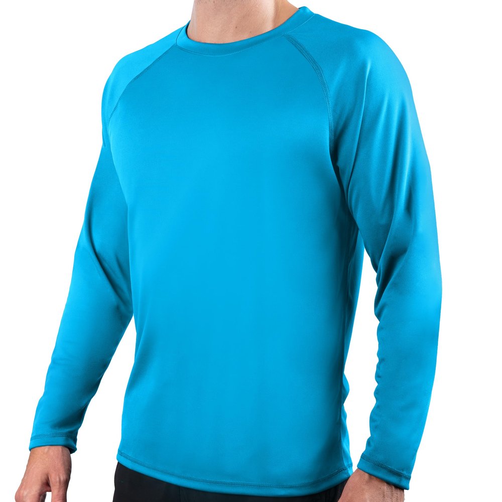 Kanu Surf Mens Swim Shirt w/Long Sleeves Quick-Dry, UPF 50+ Workout Rash Guard for Men in Loose-Fit Design (Royal, Small)