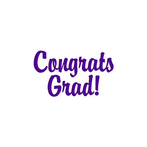 Congrats Grad Graduation - Vinyl Decal Sticker - 6" x 3.5" - Purple