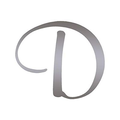 Mural Cursive Font D Initial - Vinyl Decal Sticker - 4.3" x 3.75" - Silver