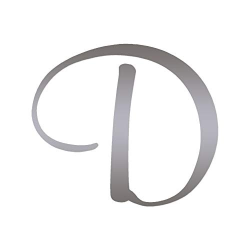 Mural Cursive Font D Initial - Vinyl Decal Sticker - 4.3" x 3.75" - Silver