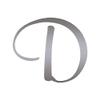 Mural Cursive Font D Initial - Vinyl Decal Sticker - 4.3" x 3.75" - Silver view 1