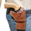 Barsony Brown Leather Western Style Gun Holster for New Model Single SIX 5.5in Left view 2