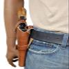 Barsony Brown Leather Western Style Gun Holster for New Model Single SIX 5.5in Left view 4