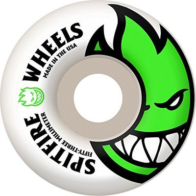 Spitfire Bighead White / Green Skateboard Wheels - 53mm 99a (Set of 4)