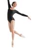 Bloch Dance Women's Lepsi Microlux Long Sleeve Leotard, Black, Medium view 1