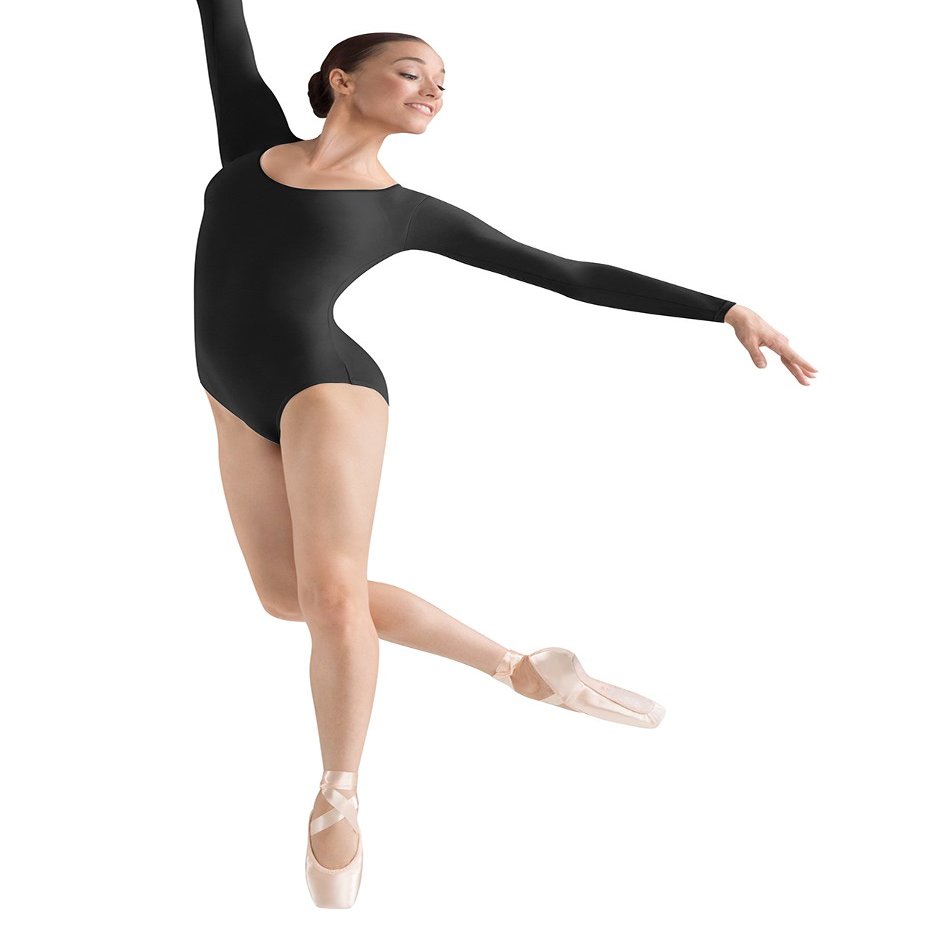 Bloch Dance Women's Lepsi Microlux Long Sleeve Leotard, Black, X-Large