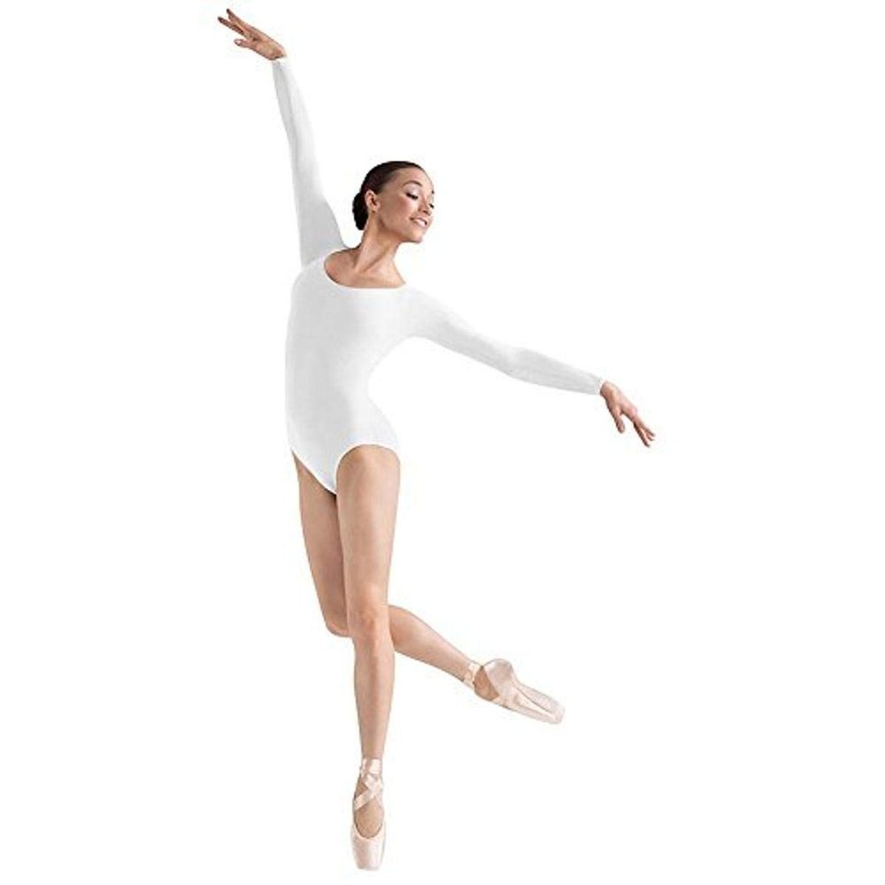Bloch Dance Women's Lepsi Microlux Long Sleeve Leotard, White, Petite