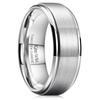 King Will Men's Silver Tungsten Carbide Ring 8mm Polished Step Edge Matte Brushed Finish Center Wedding Band(9.5) view 1