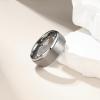 King Will Men's Silver Tungsten Carbide Ring 8mm Polished Step Edge Matte Brushed Finish Center Wedding Band(9.5) view 2
