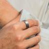 King Will Men's Silver Tungsten Carbide Ring 8mm Polished Step Edge Matte Brushed Finish Center Wedding Band(9.5) view 4