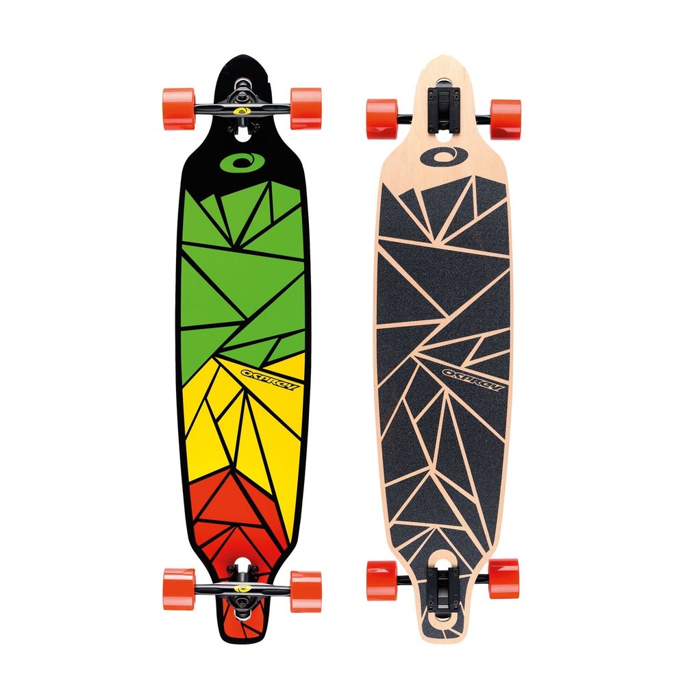 Osprey | Twin Tip Longboard, 39inch Complete Skateboard, 7-PLY Canadian Maple Deck, for Kids Adults and Beginners, Shapes, Multiple Colours