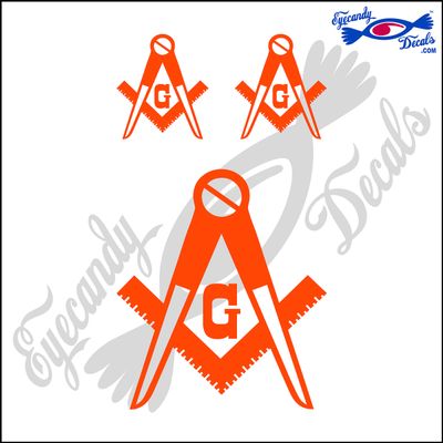Eyecandy Decals Mason Compass 4" Decal Sticker Plus 2 Small Orange