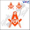 Eyecandy Decals Mason Compass 4" Decal Sticker Plus 2 Small Orange view 1