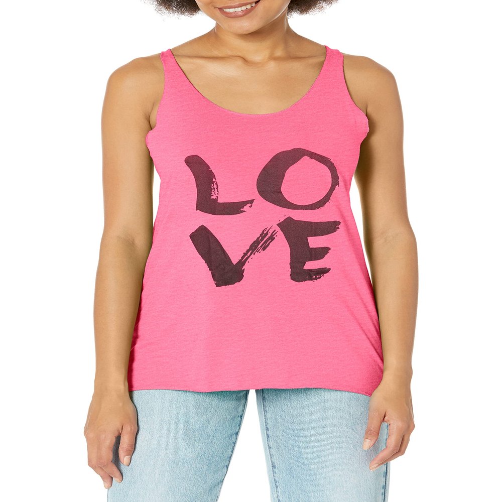 LOST GODS Women's Love Racerback Tank Top - Pink Heather - Large