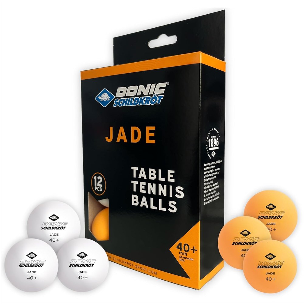 Schildkrt Donic Jade Table Tennis Balls, Poly 40+ Quality, 12 Balls (6X White and 6X Orange)