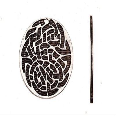 Abstract Flat Round Antique Silver-Plated Pendant 38X2mm Sold per 6pcs/Pack (3packs Bundle), Save $2