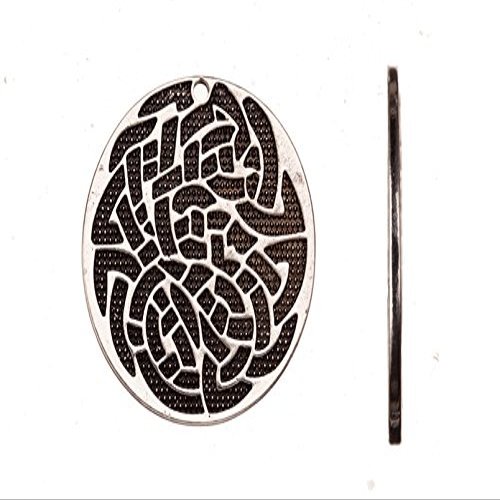 Abstract Flat Round Antique Silver-Plated Pendant 38X2mm Sold per 6pcs/Pack (3packs Bundle), Save $2