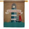 Breeze Decor - Lighthouse & Sailboat Coastal - Everyday Nautical Impressions Decorative Vertical House Flag 28" x 40" Printed In USA view 1