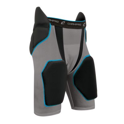 Champro Tri-Flex 5-Pad Integrated Girdle, Adult 2X-Large, Grey, Black Pads