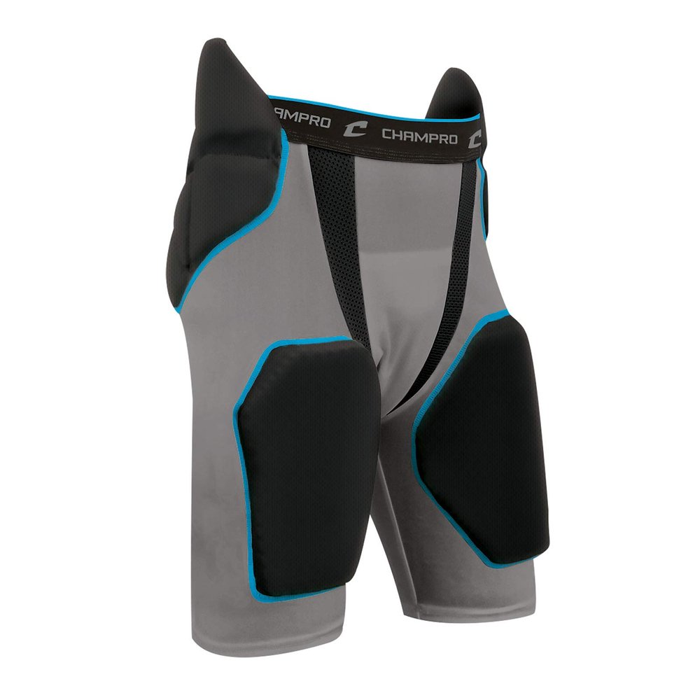 Champro Tri-Flex 5-Pad Integrated Girdle, Adult 2X-Large, Grey, Black Pads