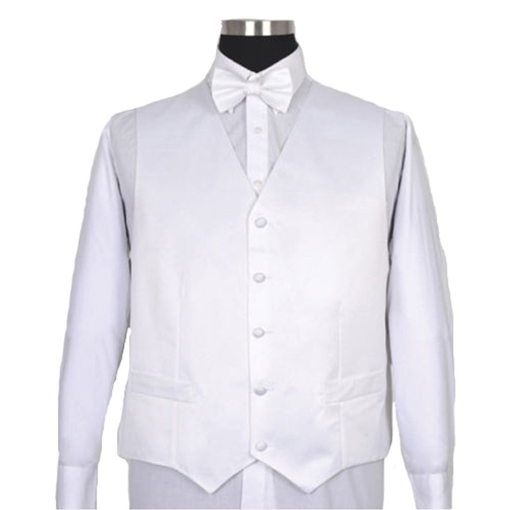 Milano Moda Men's Premier Cotton Fabric Vest Sets HLV004 New York Brand White
