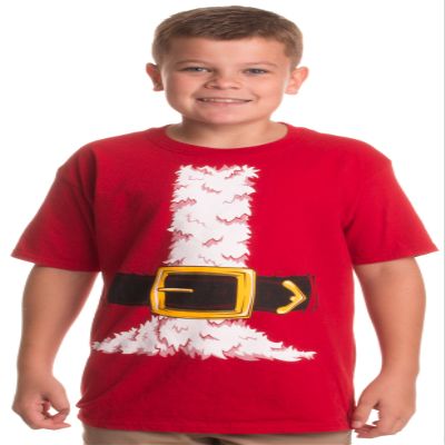 Ann Arbor T-shirt Co. Santa Claus Costume | Jumbo Print Novelty Christmas Holiday Humor Youth T-Shirt-Youth,M Red