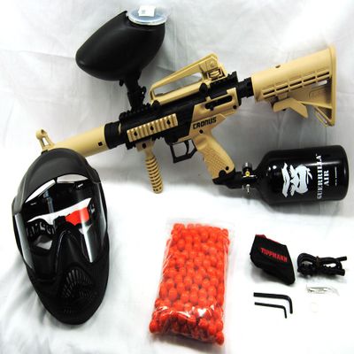 Tippmann Tan Cronus with 48/3000 HPA Tank, 200 Rd Hopper, Mask and 200 paintballs