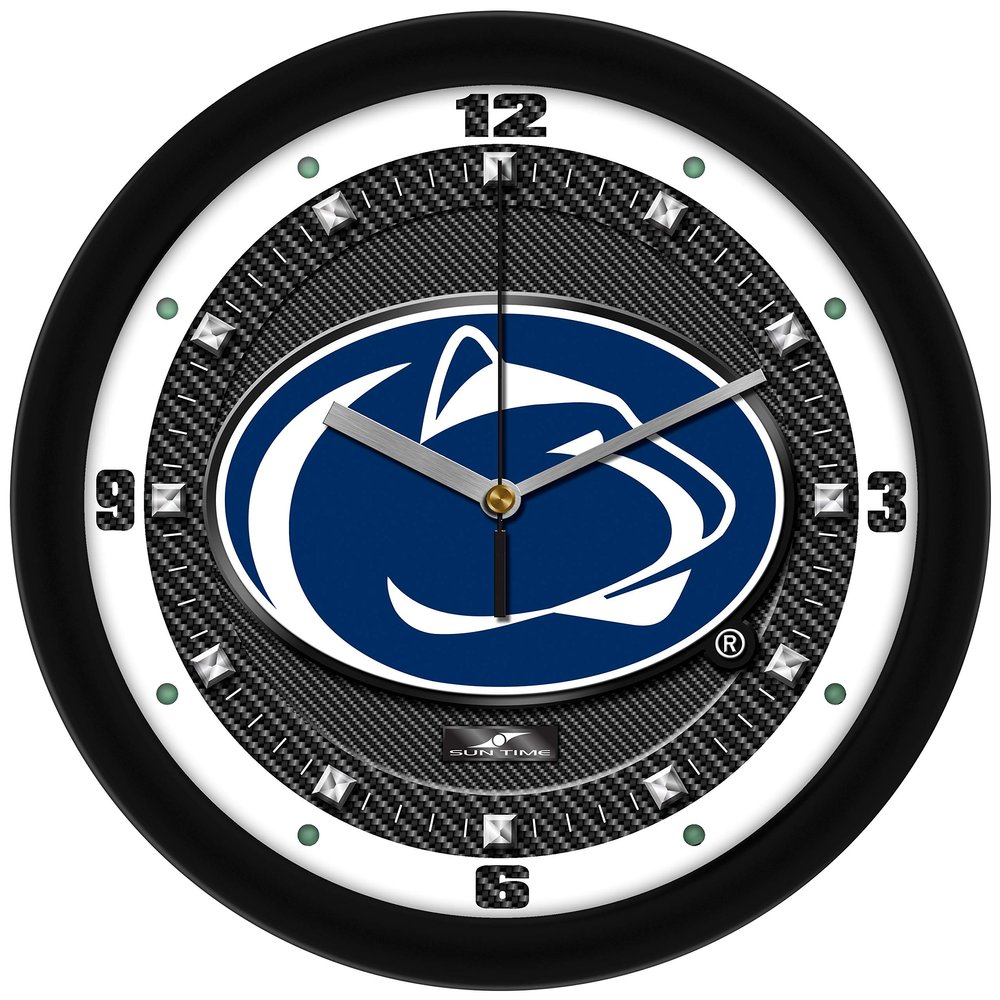 SunTime Penn State Nittany Lions Wall Clock, Printed Carbon Fiber Team Art, Silent Non-Ticking Quartz Movement, 11.5"