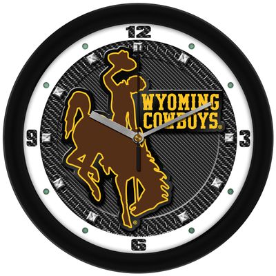 SunTime Wyoming Cowboys Wall Clock, Printed Carbon Fiber Team Art, Silent Non-Ticking Quartz Movement, 11.5"