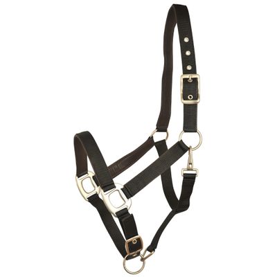 Gatsby Leather Pad Nylon Halter Horse Black