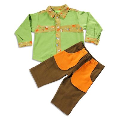 SNOPEA - Baby Boys Long Sleeve Pant Set, Green, Brown, Orange 21939-6Months