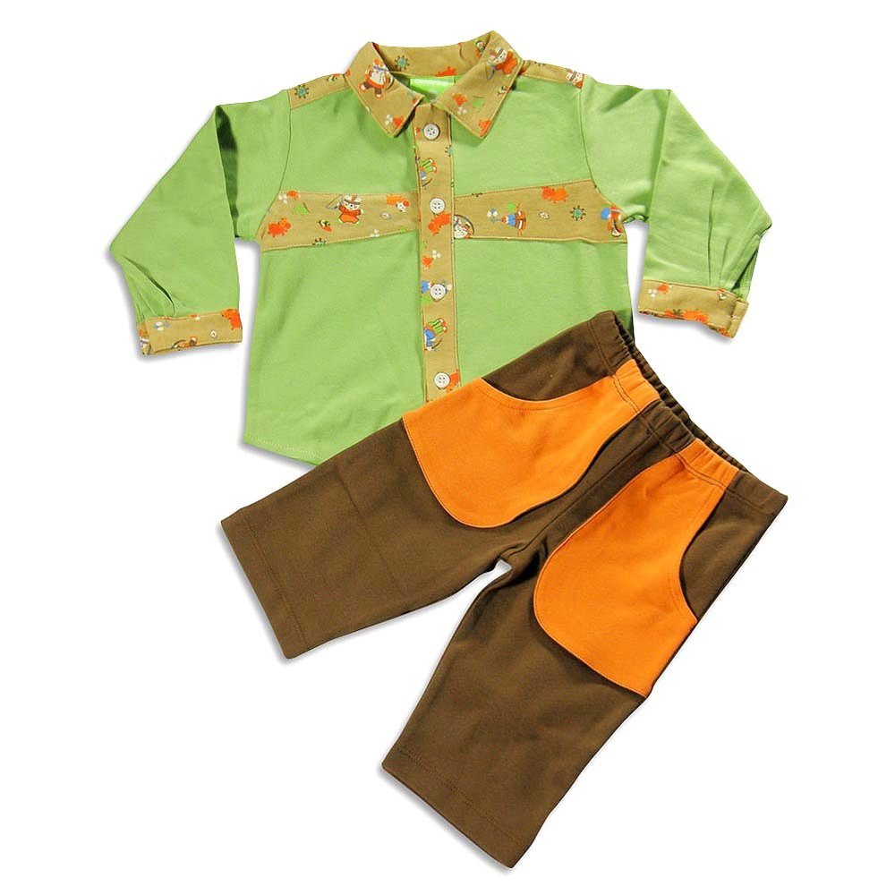 SNOPEA - Baby Boys Long Sleeve Pant Set, Green, Brown, Orange 21939-6Months
