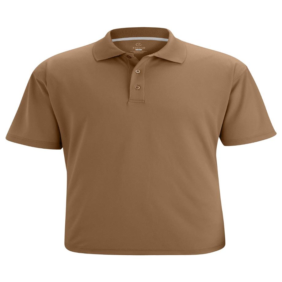 Edwards Men's Hi Performance Mesh Polo Large Tan