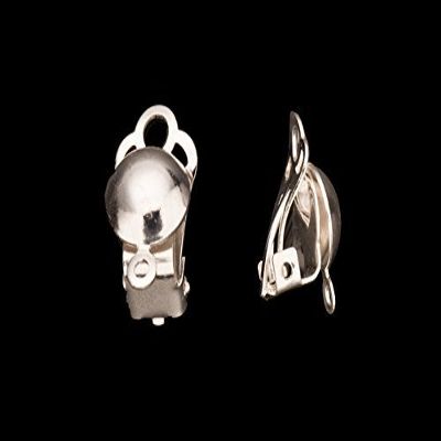 Clip On Earring Half-Ball Design with Closed Loop Silver Plated Brass 16X9mm Sold per 6pcs/Pack (3pack Bundle), Save $2