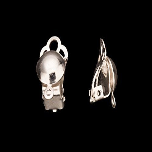 Clip On Earring Half-Ball Design with Closed Loop Silver Plated Brass 16X9mm Sold per 6pcs/Pack (3pack Bundle), Save $2