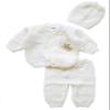 Abelito Newborn Baby Boy's Girl's Unisex Warm Winter 3 Pieces Crochet Set (White) view 1