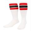 TCK Retro 3 Stripe Tube Socks (Red/Black, Large) view 1