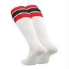 TCK Retro 3 Stripe Tube Socks (Red/Black, Large) view 2