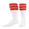 TCK Retro 3 Stripe Tube Socks (Red, Medium) view 1