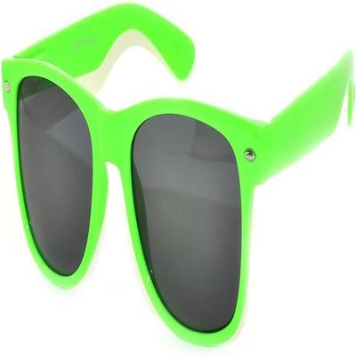 Classic Vintage Sunglasses Bright Green Frame Smoke Lens UV 400 OWL 