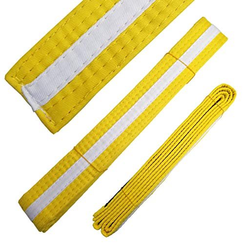 Ace Martial Arts Supply White Stripe Color Belts (Yellow, 0)