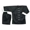 Ace Martial Arts Supply 100% Cotton Kung Fu Uniform -All Black, All White, and Black with White Cuffs (White Cuff Black with White Knot, 1) view 1