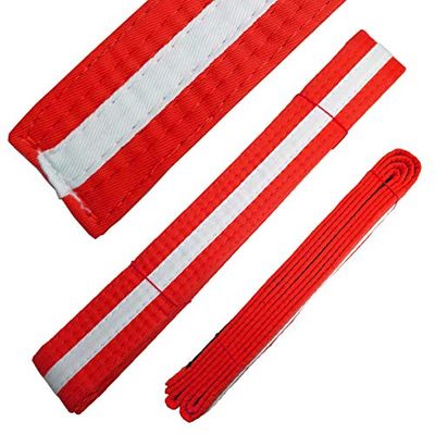 Ace Martial Arts Supply White Stripe Color Belts (Red, 4)