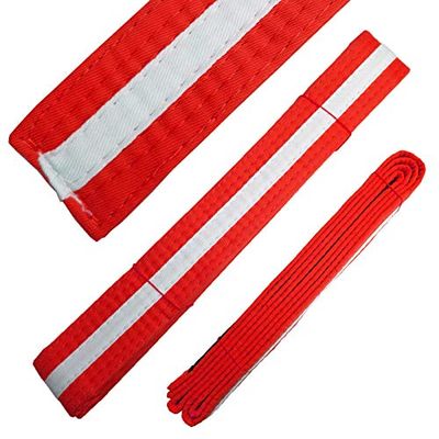 Ace Martial Arts Supply White Stripe Color Belts (Red, 5)
